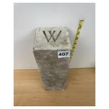 SOLID MARBLE BLOCK, RECTANGULAR FORM, INCISED W