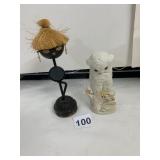 CYBIS PORCELAIN OWL FIGURINE, IDEAL METAL
