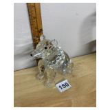 SHANNON CRYSTAL BEAR FIGURINE, FACETED CLEAR