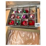 ASSORTED GLASS CHRISTMAS ORNAMENTS, INCLUDES