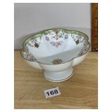 NIPPON HAND PAINTED PORCELAIN FOOTED BOWL,