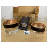 COPPERCRAFT GUILD GLASS TUMBLERS, COPPER BANDING,