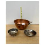COPPER MIXING BOWL W/ BRASS RING HANDLES, ONEIDA