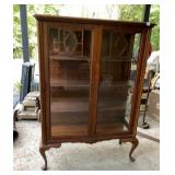 MAHOGANY CHINA CABINET, QUEEN ANNE STYLE, TWO