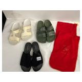 ASSORTED SLIDE SANDALS, INCLUDES CROCS, WHITE