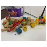 FISHER-PRICE TOOT-TOOT PULL TOY, WOODEN ALPHABET