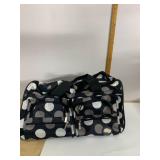 ROCKLAND ROLLING DUFFEL BAG, BLACK AND GREY POLKA