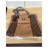 JOSE HESS TOTE BAG, TAN FAUX LEATHER, BROWN