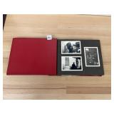 VINTAGE PHOTOGRAPH ALBUM, RED COVER, BLACK PAGES,