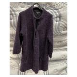 EILEEN FISHER, BOILED WOOL COAT, PURPLE, BUTTON
