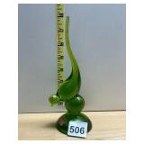 VIKING GLASS, BIRD FIGURINE, GREEN ART GLASS,