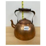 COPPER KETTLE, WOOD HANDLE, MADE IN PORTUGAL,