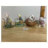 ASSORTED PORCELAIN FIGURINES, INCLUDES TWO RABBIT