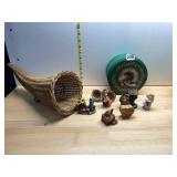 ASSORTED THANKSGIVING DECOR, WICKER CORNUCOPIA,