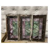 STAINED GLASS WINDOW PANELS, LEADED CONSTRUCTION,