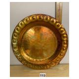 HAND-HAMMERED COPPER TRAY, SCALLOPED EDGE W/