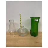 ASSORTED GLASSWARE, INCLUDES CLEAR GLASS LAMP