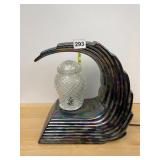 ART DECO STYLE IRIDESCENT TABLE LAMP, WAVE FORM