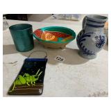 GERMAN SALT-GLAZED STONEWARE PITCHER, BLUE EAGLE