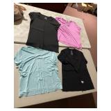 JACLYN SMITH V-NECK T-SHIRTS, RAYON SPANDEX