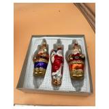 BLOWN GLASS SANTA ORNAMENTS, HANDPAINTED,