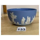 WEDGWOOD JASPERWARE BOWL, BLUE DIP, WHITE RELIEF