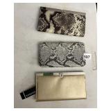 ASSORTED CLUTCH WALLETS, INCLUDES SNAKESKIN PRINT