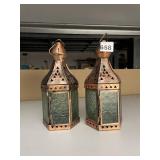 TARGET BRANDS COPPER-TONE METAL LANTERN CANDLE