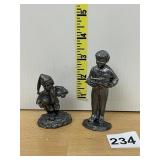 HANDCRAFTED PEWTER FIGURINES, BOY HOLDING TOY