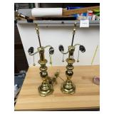 PAIR BRASS TABLE LAMPS, CANDLESTICK STYLE, DUAL
