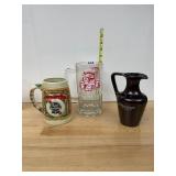 ASSORTED BEER STEINS AND PITCHER, INCLUDES PABST