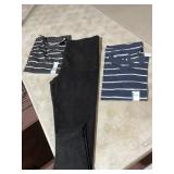 TIME AND TRU BLACK LEGGINGS, STRIPED TEES.