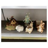 CERAMIC BUNNYVILLE HOUSE FIGURINE, THREE