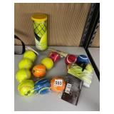 ASSORTED DOG TENNIS BALLS, INCLUDES NERF DOG