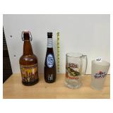 ASSORTED BEER GLASSWARE AND BOTTLES, INCLUDES