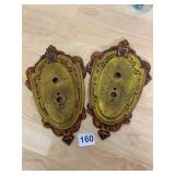 JUDD CO CAST IRON WALL SCONCE BACKPLATES, SHIELD