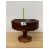 WOODEN PEDESTAL BOWL, TURNED WOOD CONSTRUCTION,
