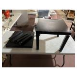 2 SIDE TABLES, BLACK FINISH, SQUARE