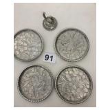 EVERLAST HAND FORGED ALUMINUM COASTERS, FLORAL