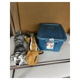 RUBBERMAID ROUGHNECK STORAGE BOX, BLUE PLASTIC,