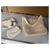 JACLYN SMITH CROCHET SHOULDER BAG, PINK LINING,