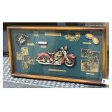 FRAMED BIKER MEMORABILIA DISPLAY, INCLUDES