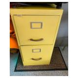 METAL TWO-DRAWER FILE CABINET, YELLOW FINISH,