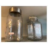 ASSORTED GLASS STORAGE JARS, INCLUDES BALL MASON