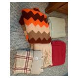 ASSORTED BLANKETS, INCLUDES CROCHETED ZIGZAG