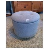 UPHOLSTERED STORAGE STOOL, ROUND FORM, TUFTED