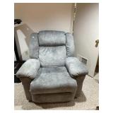 UPHOLSTERED RECLINER, GRAY TEXTURED FABRIC,