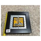 HARLEY-DAVIDSON WALL CLOCK, SQUARE BLACK FRAME,