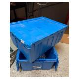 INDUSTRIAL PLASTIC STORAGE CRATES, BLUE, HINGED