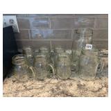 BALL MASON GLASS PITCHER AND MUG SET, CLEAR